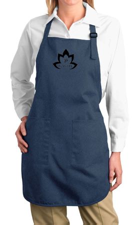Ladies Yoga Apron Black Namaste Lotus Full Length Apron with Pockets