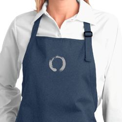 Ladies Yoga Apron Enso Small Print Full Length Apron with Pockets