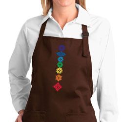 Ladies Yoga Apron Floral Chakras Full Length Apron with Pockets