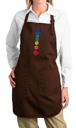 Ladies Yoga Apron Floral Chakras Full Length Apron with Pockets