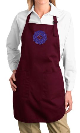 Ladies Yoga Apron Floral Sahasrara Full Length Apron with Pockets