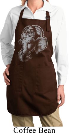 Ladies Yoga Apron Ganesha Profile Full Length Apron with Pockets