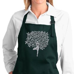 Ladies Yoga Apron Grey Tree Pose Full Length Apron with Pockets