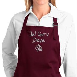 Ladies Yoga Apron Jai Guru Deva Full Length Apron with Pockets