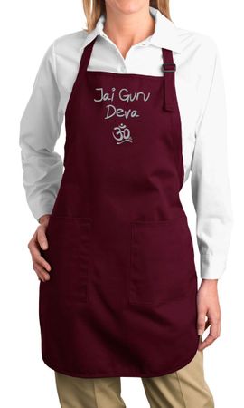 Ladies Yoga Apron Jai Guru Deva Full Length Apron with Pockets