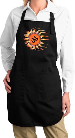 Ladies Yoga Apron Ohm Sun Full Length Apron with Pockets