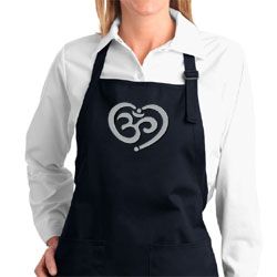 Ladies Yoga Apron OM Heart Full Length Apron with Pockets