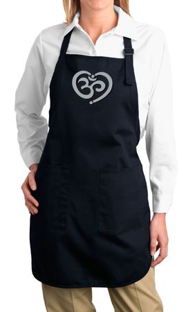 Ladies Yoga Apron OM Heart Full Length Apron with Pockets