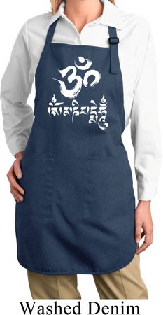 Ladies Yoga Apron OM Mani Padme Hum Full Length Apron with Pockets