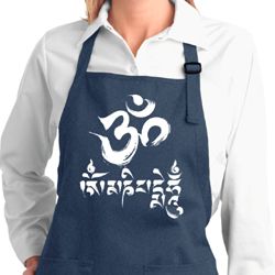 Ladies Yoga Apron OM Mani Padme Hum Full Length Apron with Pockets