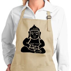 Ladies Yoga Apron Shadow Buddha Full Length Apron with Pockets