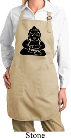 Ladies Yoga Apron Shadow Buddha Full Length Apron with Pockets