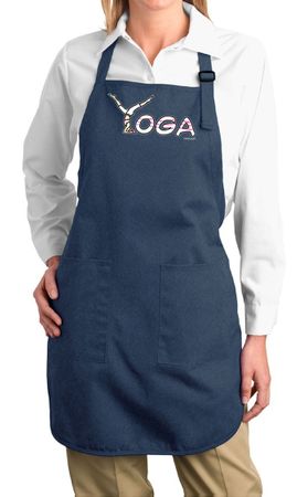 Ladies Yoga Apron Yoga Spelling Full Length Apron with Pockets