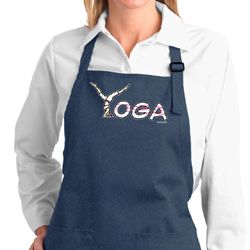 Ladies Yoga Apron Yoga Spelling Full Length Apron with Pockets