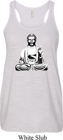 Ladies Yoga At Peace Buddha Flowy Racerback