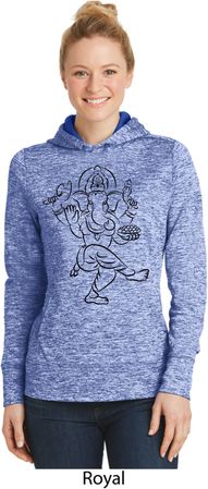 Ladies Yoga Black Sketch Ganesha Dry Wicking Hoodie