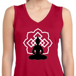 Ladies Yoga Buddha Lotus Pose Dry Wicking Sleeveless Shirt