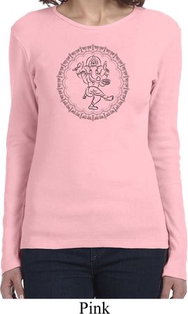 Ladies Yoga Circle Ganesha Black Print Long Sleeve