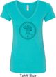 Ladies Yoga Circle Ganesha Black Print V-neck Shirt