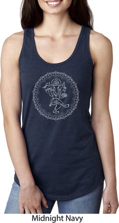 Ladies Yoga Circle Ganesha White Print Ideal Racerback
