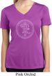Ladies Yoga Circle Ganesha White Print Moisture Wicking V-neck