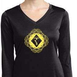 Ladies Yoga Diamond Manipura Dry Wicking Long Sleeve V-neck