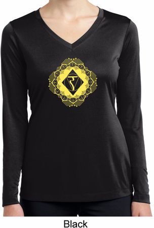 Ladies Yoga Diamond Manipura Dry Wicking Long Sleeve V-neck