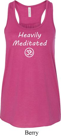 Ladies Yoga Heavily Meditated with OM Flowy Racerback