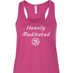 Ladies Yoga Heavily Meditated with OM Flowy Racerback