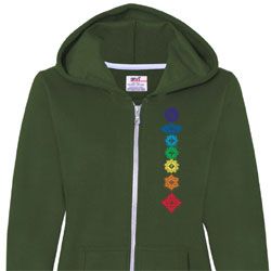 Ladies Yoga Hoodie Floral Chakras Full Zip Hoody