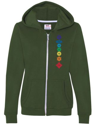 Ladies Yoga Hoodie Floral Chakras Full Zip Hoody