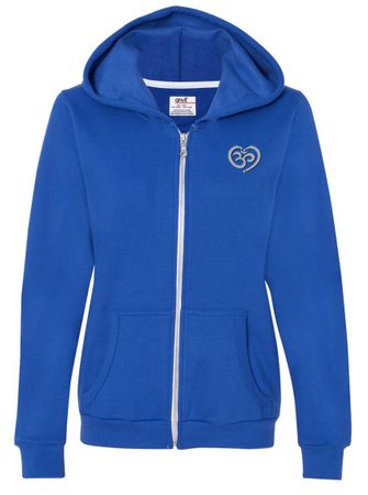 Ladies Yoga Hoodie OM Heart Pocket Print Full Zip Hoody