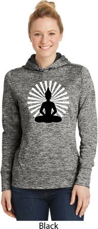 Ladies Yoga Meditating Buddha Dry Wicking Hoodie