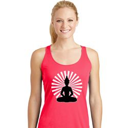 Ladies Yoga Meditating Buddha Dry Wicking Racerback Ladies Yoga Meditating Buddha Dry Wicking Racerback