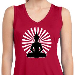 Ladies Yoga Meditating Buddha Dry Wicking Sleeveless Shirt Ladies Yoga Meditating Buddha Dry Wicking Sleeveless Shirt
