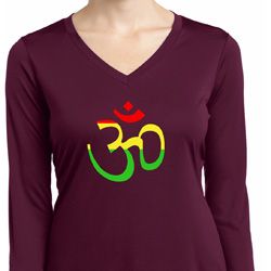 Ladies Yoga Rasta Aum Dry Wicking Long Sleeve V-neck Ladies Yoga Rasta Aum Dry Wicking Long Sleeve V-neck