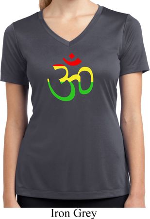 Ladies Yoga Rasta Aum Moisture Wicking V-neck