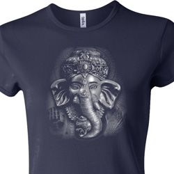 Ladies Yoga Shirt 3D Ganesha Darks Crewneck Tee T-Shirt