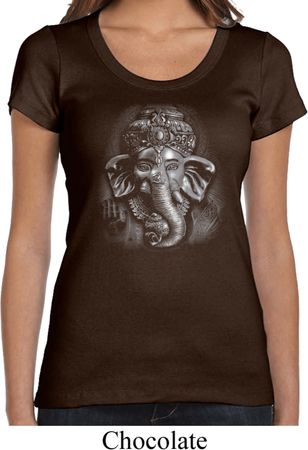 Ladies Yoga Shirt 3D Ganesha Darks Scoop Neck Tee T-Shirt
