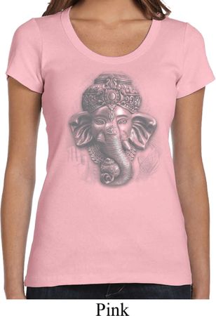 Ladies Yoga Shirt 3D Ganesha Lights Scoop Neck Tee T-Shirt
