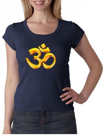 Ladies Yoga Shirt 3D OM Scoop Neck Tee T-Shirt
