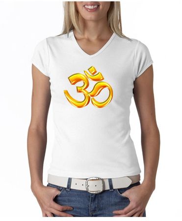 Ladies Yoga Shirt 3D OM V-neck Tee T-Shirt