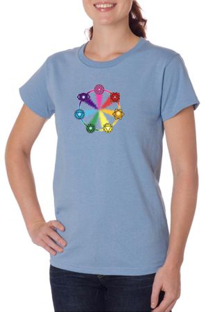 Ladies Yoga Shirt 7 Chakra Circle Organic Tee T-Shirt
