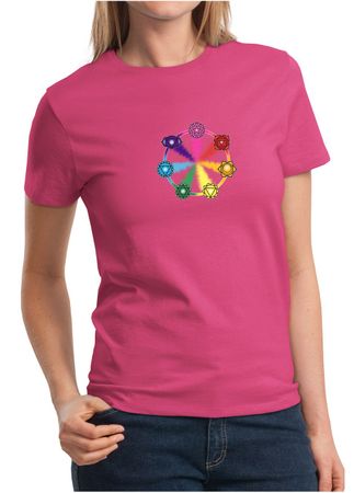 Ladies Yoga Shirt 7 Chakra Circle Tee T-Shirt