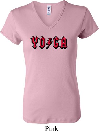 Ladies Yoga Shirt Classic Rock Yoga V-neck Tee T-Shirt