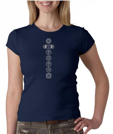 Ladies Yoga Shirt 7 Chakras Meditation Crewneck Shirt