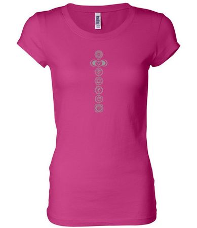 Ladies Yoga Shirt 7 Chakras Meditation Longer Length T-shirt