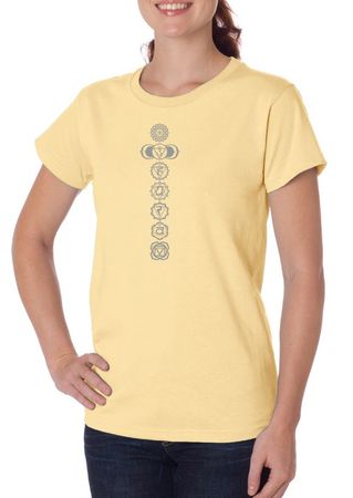 Ladies Yoga Shirt 7 Chakras Meditation Organic T-shirt