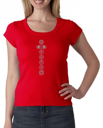 Ladies Yoga Shirt 7 Chakras Meditation Scoop Neck Shirt