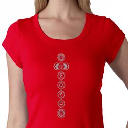 Ladies Yoga Shirt 7 Chakras Meditation Scoop Neck Shirt Ladies Yoga Shirt 7 Chakras Meditation Scoop Neck Shirt